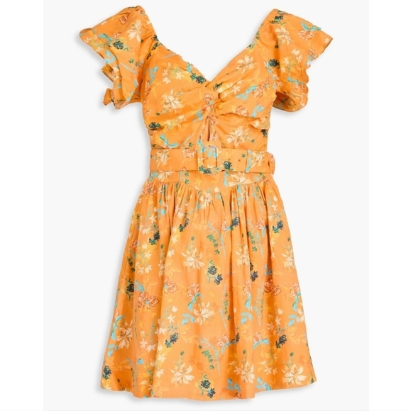 New The Renata Cutout Floral-Print Linen-Blend Mini Dress NWT XS - Picture 5 of 10